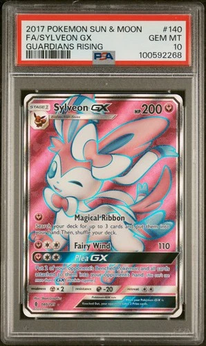 2017 POKEMON SUN & MOON GUARDIANS RISING #140 FULL ART/SYLVEON GX PSA 10