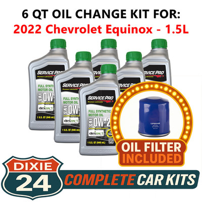 Fits: 2022 Chevrolet Equinox 1.5L 6,000 Mile Synthetic Oil & Filter Kit (0W-20)