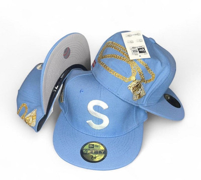 New Era Supreme Logo Fitted Baseball Cap Blue Men's Hat Size 7 3/8
