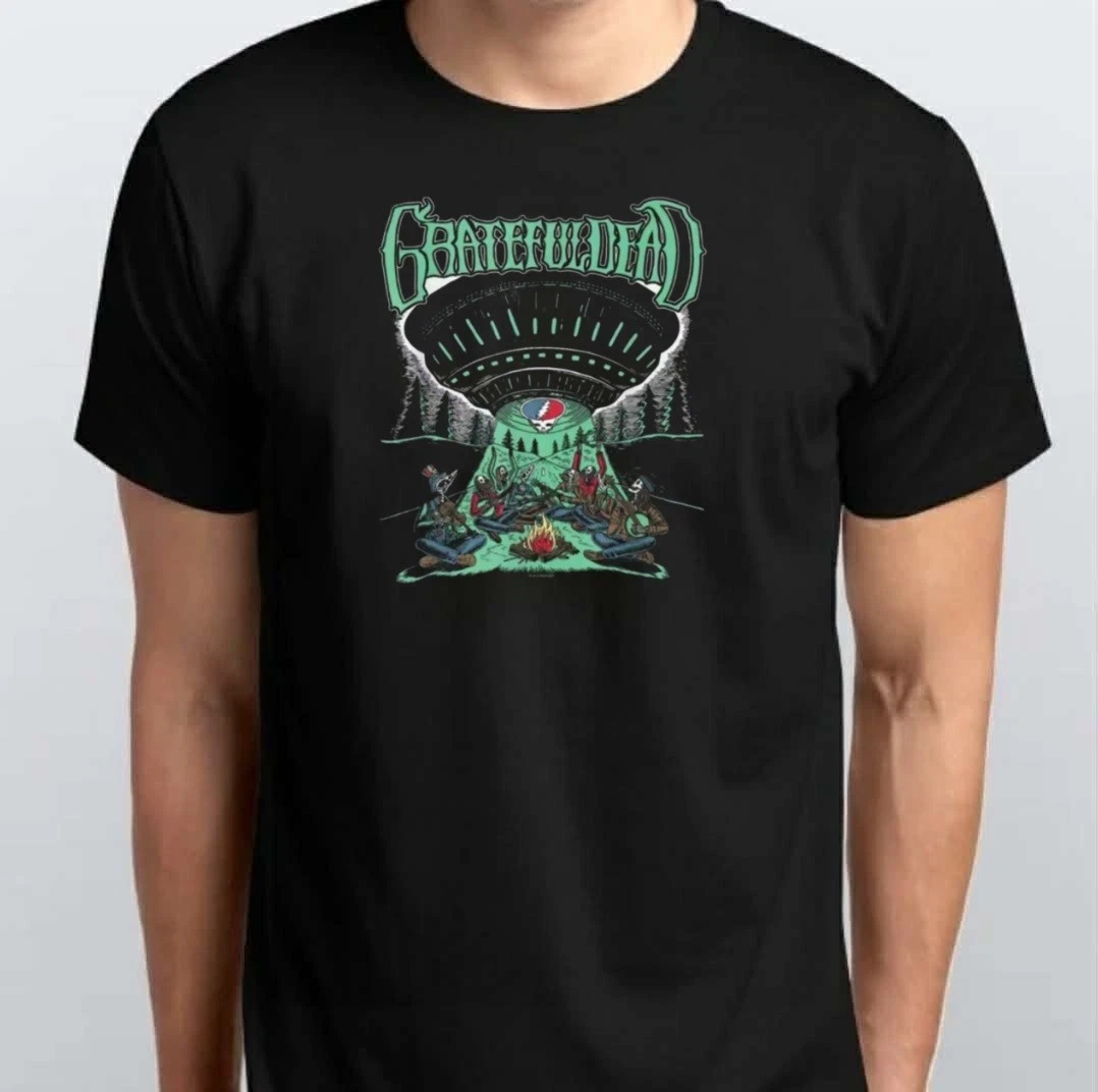 Gratefuled Deads Skeletons and Aliens Camping T-SHIRT S M L XL XXL 3 4 XL Black