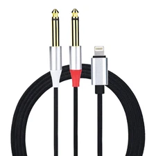 Lightning to Dual 6.35Mm Mono Stereo Y-Cable Splitter Lightning to Dual 1/4 Inch