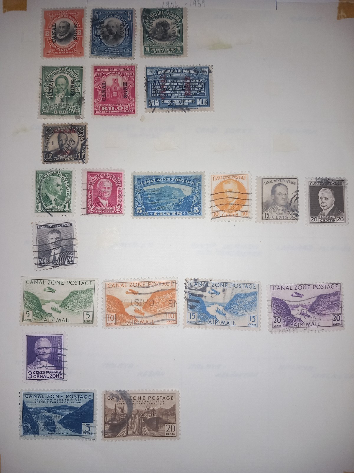 Panama & Canal Zone Stamps Page 1920s-30s Airmail Officials Mixed Used