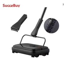SucceBuy Manual Carpet Sweeper 7.87in Path 300ml Dustbin Rugs Wood Floors