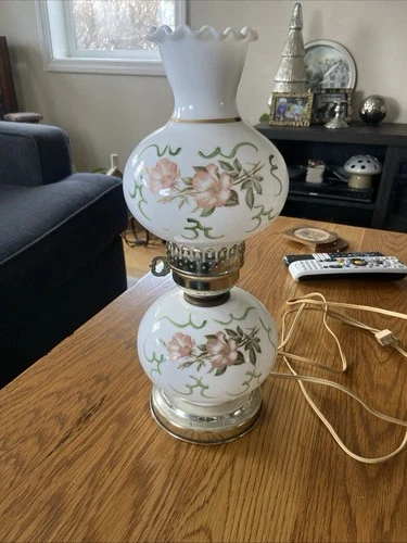Vintage “Gone With The Wind” Milk Glass Hurricane Lamp
