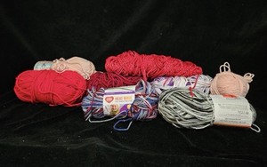 8 Skeins Of Yarn Reds & Multicolor Lot 1 Lbs. 8oz (Y5)
