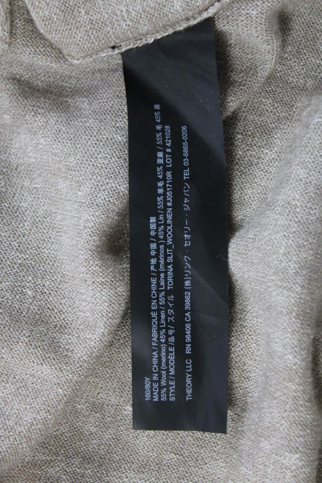 Theory Womens Beige Wool Linen Cardigan Long Sleeve Classic Fall Size S - Image 4 of 4