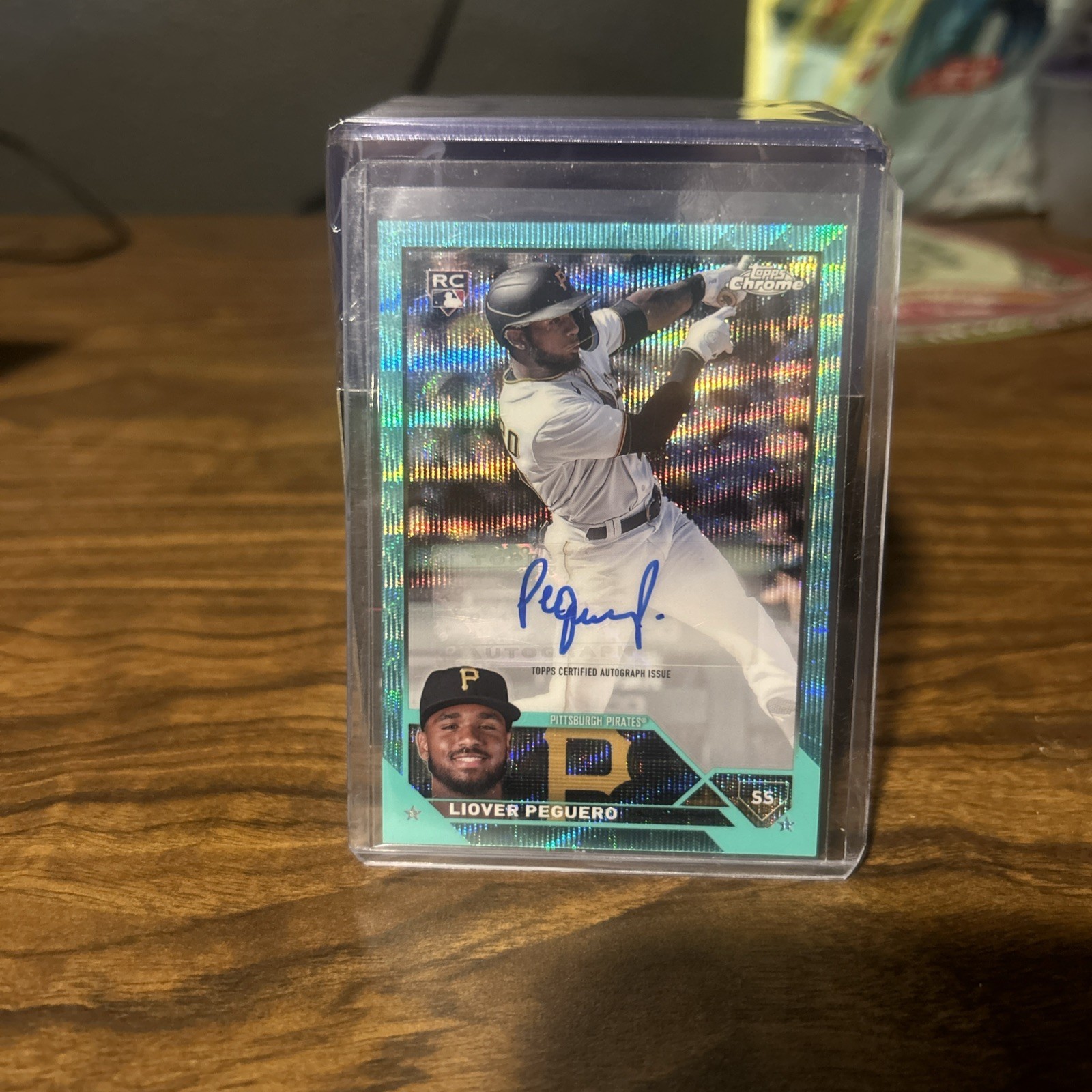 2023 Topps Chrome - Rookie Autographs Liover Peguero #RA-LP Aqua Wave /199 (RC)