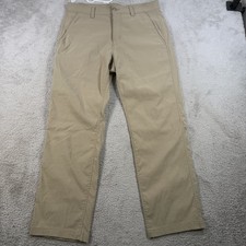Eddie Bauer Pants Men 33x30 Beige Travex Nylon Stretch Hiking Outdoor Zip Pocket