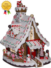 Kurt Adler 12-Inch Lighted Christmas Gingerbread House claydough and metal