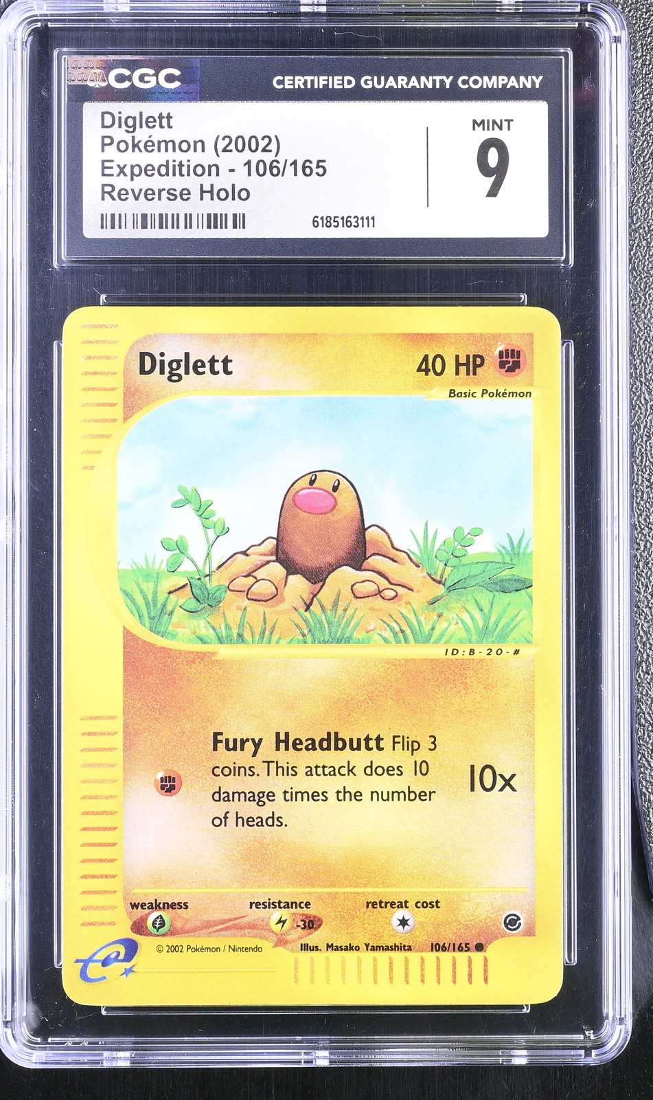 CGC 9 MINT Diglett 106/165 Expedition Reverse Holo Pokemon Card