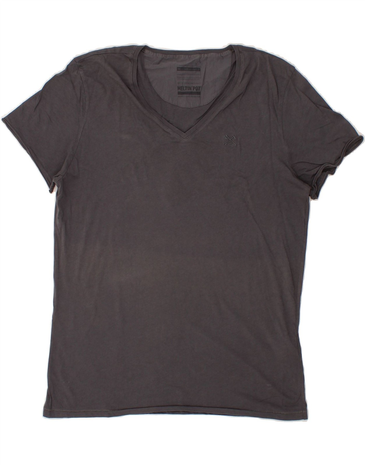 MELTIN' POT Womens T-Shirt Top UK 16 Large Grey Cotton AC20