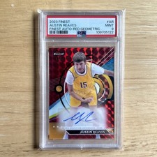 2023-24 Topps Finest Austin Reaves Auto Red Geometric Refractor /5 Lakers PSA 9