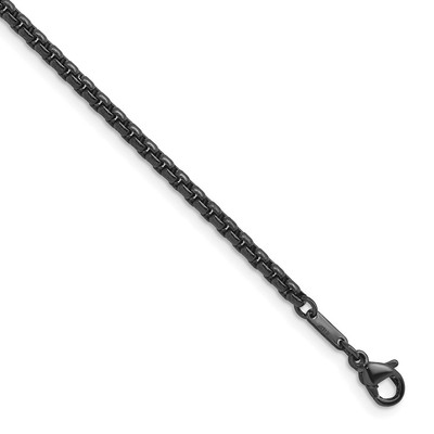 Edelstahl schwarz PVD-beschichtet poliert 2,7 mm Runde Box Kette Halskette 24 Zoll