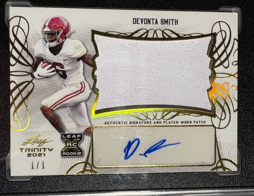 2021 Leaf Trinity Devonta Smith 1/1 RPA Graded SGC 9 Rookie Auto Relic Eagles - Picture 2 of 5