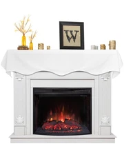 Christmas Fireplace Scarf Pure White Mantle Scarves Cover Scarf Runner Solid ...