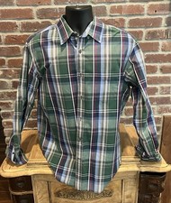 Men s Banana Republic Shirt Long Sleeve Blue Green Plaid Large 16 16 1/2