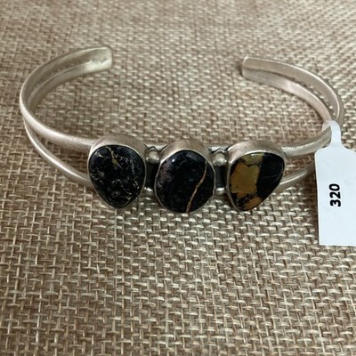 Black Jack Turquoise Cuff Bracelet 7 wrist with some flex possible 3 Cabochons!