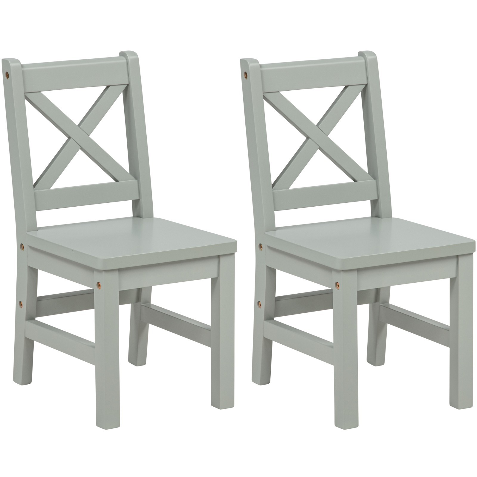 eHemco Solid Hard Wood X Back Kids Chair-Set of 2 (Fully Ass