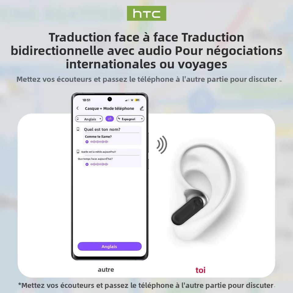 Casque audio intelligent Bluetooth réduction bruit sans fil traduction IA - 4