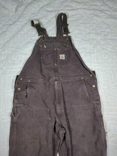 Carhartt Overalls Men's 44x32 Bib Double Knee 102776-DKB Canvas Relaxed