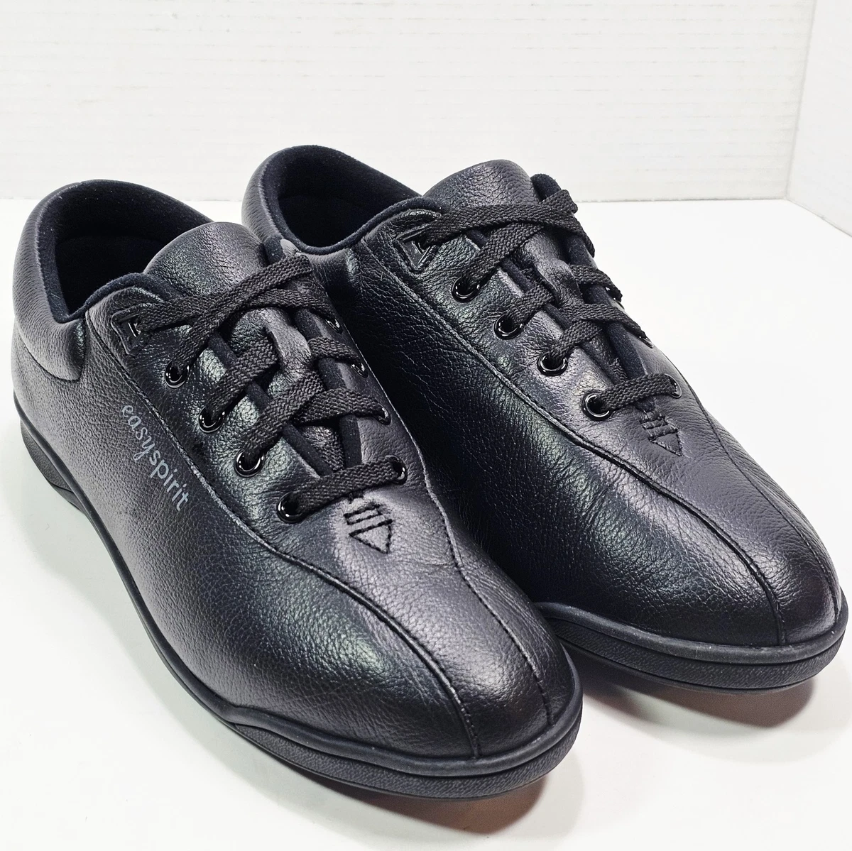Easy Spirit Donna Motion Scarpe Da Ginnastica In Pelle Nera - Tacco Basso, Comode, Numero 7