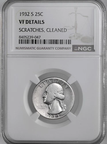 1932-S  25C WASHINGTON QUARTER  NGC VF DETAILS "SCRATCHES/CLEANED" #8405239-047