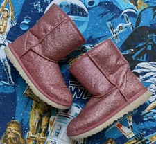 UGG Classic Short Sparkle Pink Glitter Suede Sheepskin Lined Boots US 5 1098491