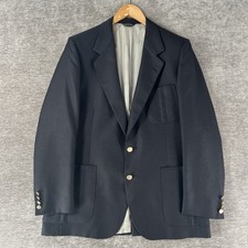 Vintage LANVIN Paris New York Hopsack Blazer Sport Coat Gold Buttons 40R USA