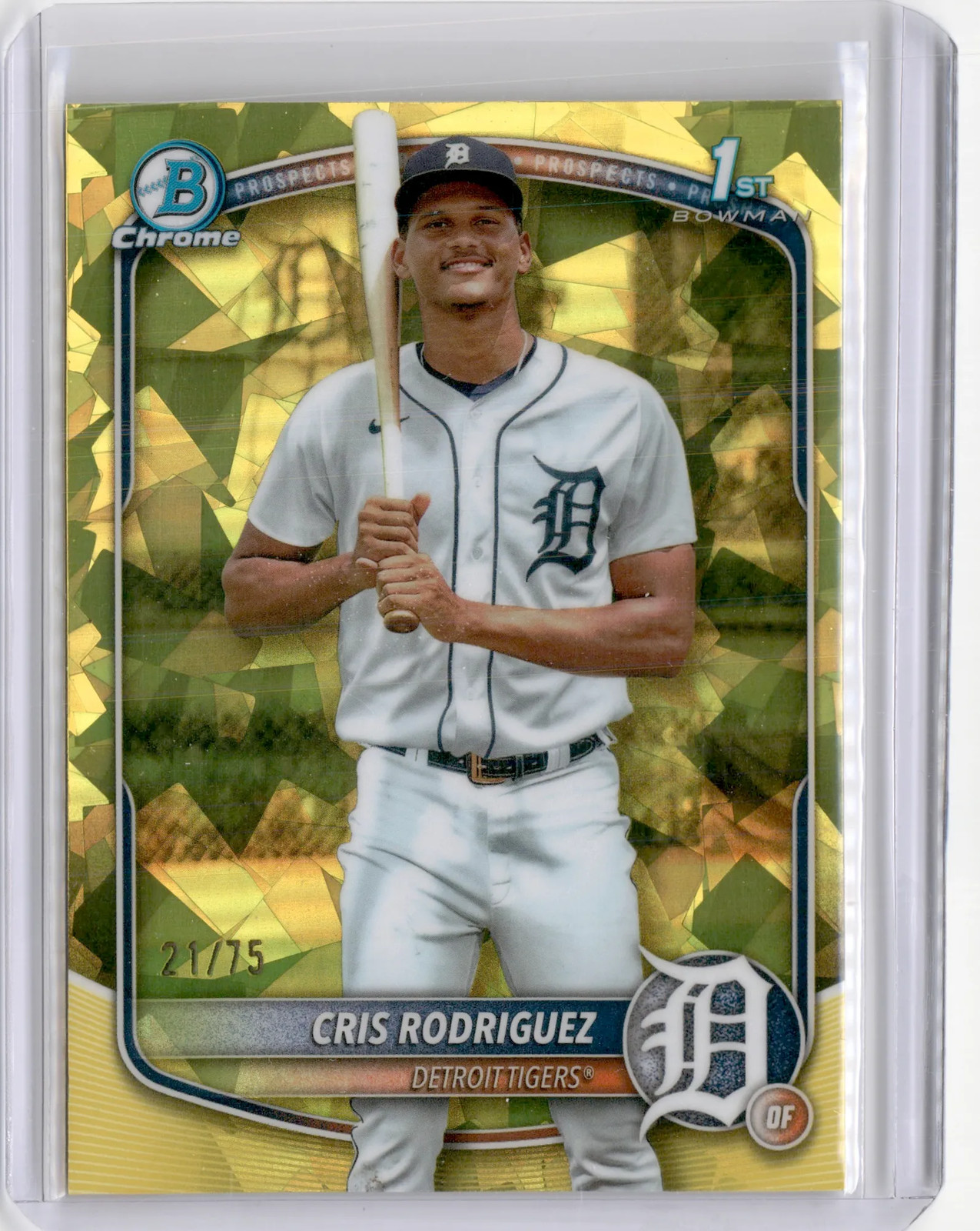 2025 BOWMAN CHROME CRIS RODRIGUEZ SAPPHIRE 1ST PROSPECT YELLOW REFRACTOR /75 RC