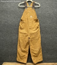 Carhartt Youth Bib Overalls Brown Duck Canvas Workwear Size 10