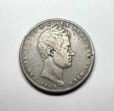 1844 Italy (Sardinia) - AR 5 Lire, KM-130.2.