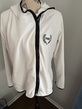 Victoria  s Secret PINK White Zip Up Hoodie Sweatshirt Women  s Size Large