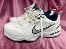 Nike Air Monarch Full Length Air 4E Men's Size 10 Wide White, Navy, and Silver
