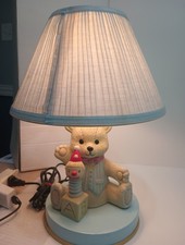Vintage 80  s Kids Teddy Bear TOUCH LAMP Three Way W/Shade WORKS