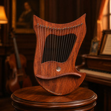 18-String Celtic Lyre Harp, Handmade Wooden Folk Instrument with Bag