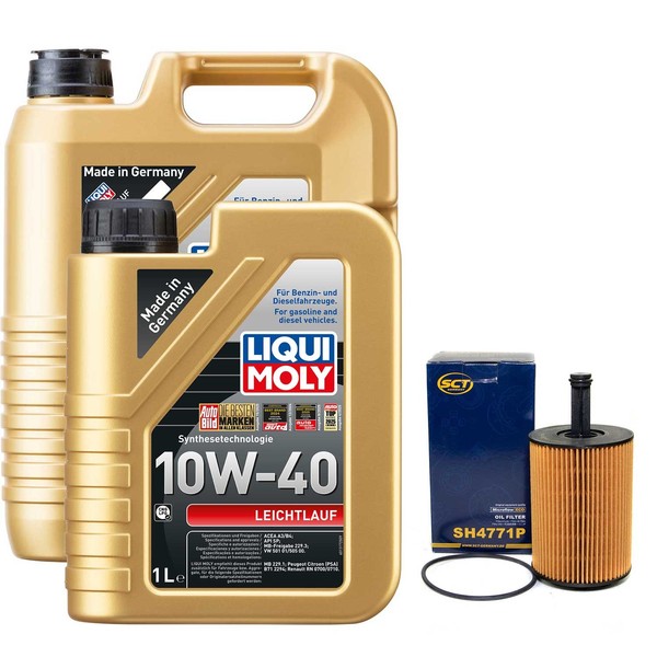 MotoröL Set Leichtlauf 10W-40 Liqui Moly 6 Liter + ÖLfilter FüR Audi TT VW Golf-image