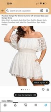 Plus Size Off Shoulder Lace Romper White Smoc...