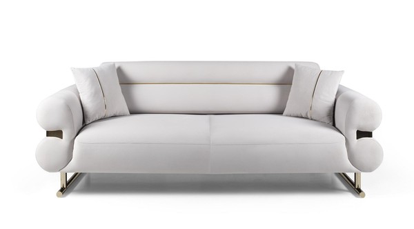 Luxus Weiß MöBel Dreisitzer Sofa Wohnzimmer Couch Stoffsofa Polstersofa Modern-image