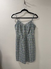 J.Crew Size 2 Printed Seaside Cami Mini Tank Dress Blue Green Pockets