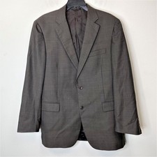 Brooks Brothers 1818 Madison Gray Plaid Wool Suit Jacket 42L Estrato Togna