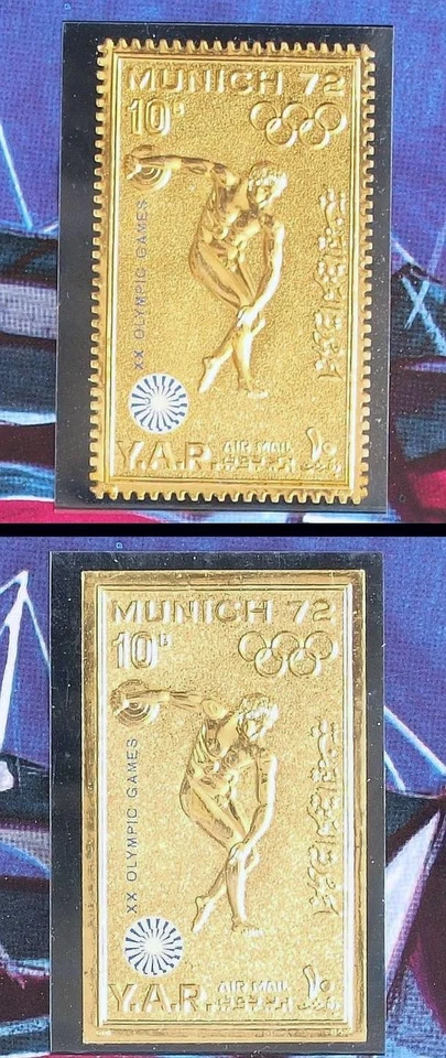 YEMEN YAR 1971 OLIMPIADAS, XF MNH/** Perf + Imperf folleto de lámina de oro puro, deportes Foto 2 de 4