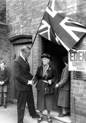 Sir Anthony Eden greeted by a 91 year old lady as he arrives at hi- Old Photo