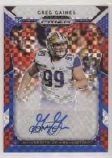 2019 Panini Prizm Draft Picks Red White & Blue 58/99 Greg Gaines #242 Auto 2b2
