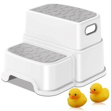 Toddler Step Stool,2 Step Stools for Kids with Anti-Slip Surface and Rubber Bott