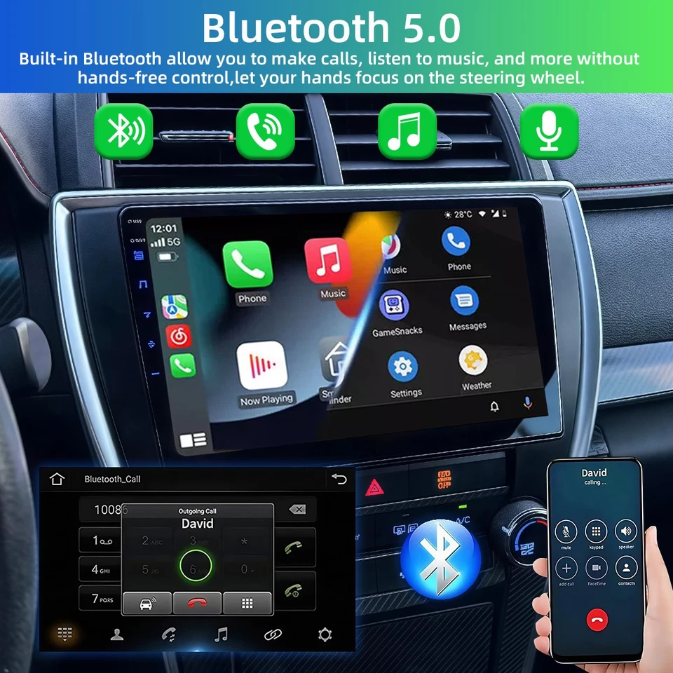 Radio estéreo para automóvil + cámara para Toyota Camry 2015-2017 Apple Carplay Android 13.0 Foto 4 de 4