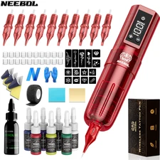 Wireless Tattoo Kit Complete for Beginners Kit with  Needle Gel Inks Transfer Pa