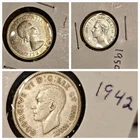 Canadian 80% THREE SILVER DIME LOT 1942 IND:IMP-1950-1963 VF LUSTER & DETAILS!