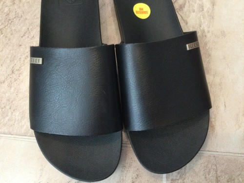 New Reef Cushion Scout Black Slip On Slides Beach Sandals Womens Sz 8 - Picture 4 of 5