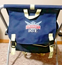 Smirnoff Ice Backpack Beach Chair Blue Straps Aluminum Adjustable Recline Lounge