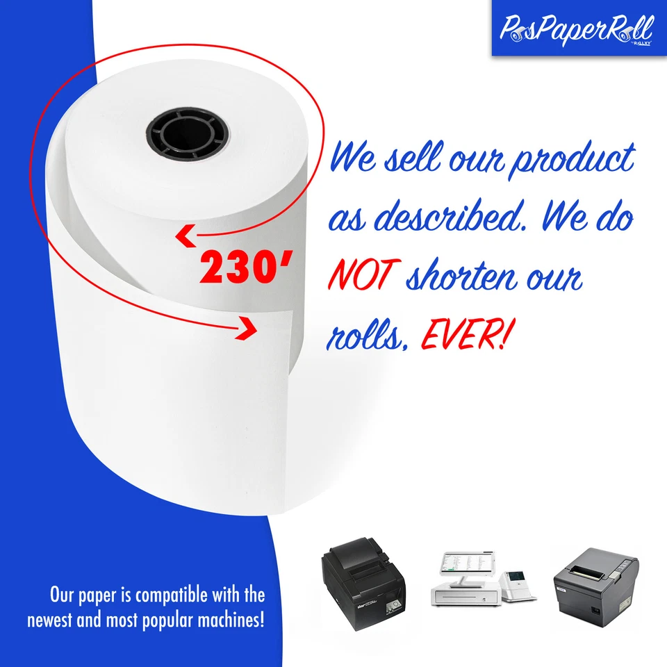 3-1/8" x 230' THERMAL POS RECEIPT PRINTER ROLL PAPER BPA FREE USA - 50 ROLLS - Image 4 of 4
